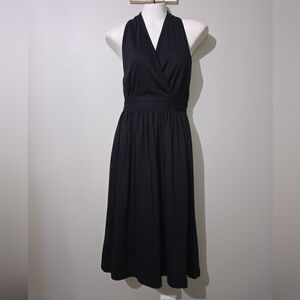 LAND'S END Black Halter Open Back Dress with Full Button Back Closure XS (4)